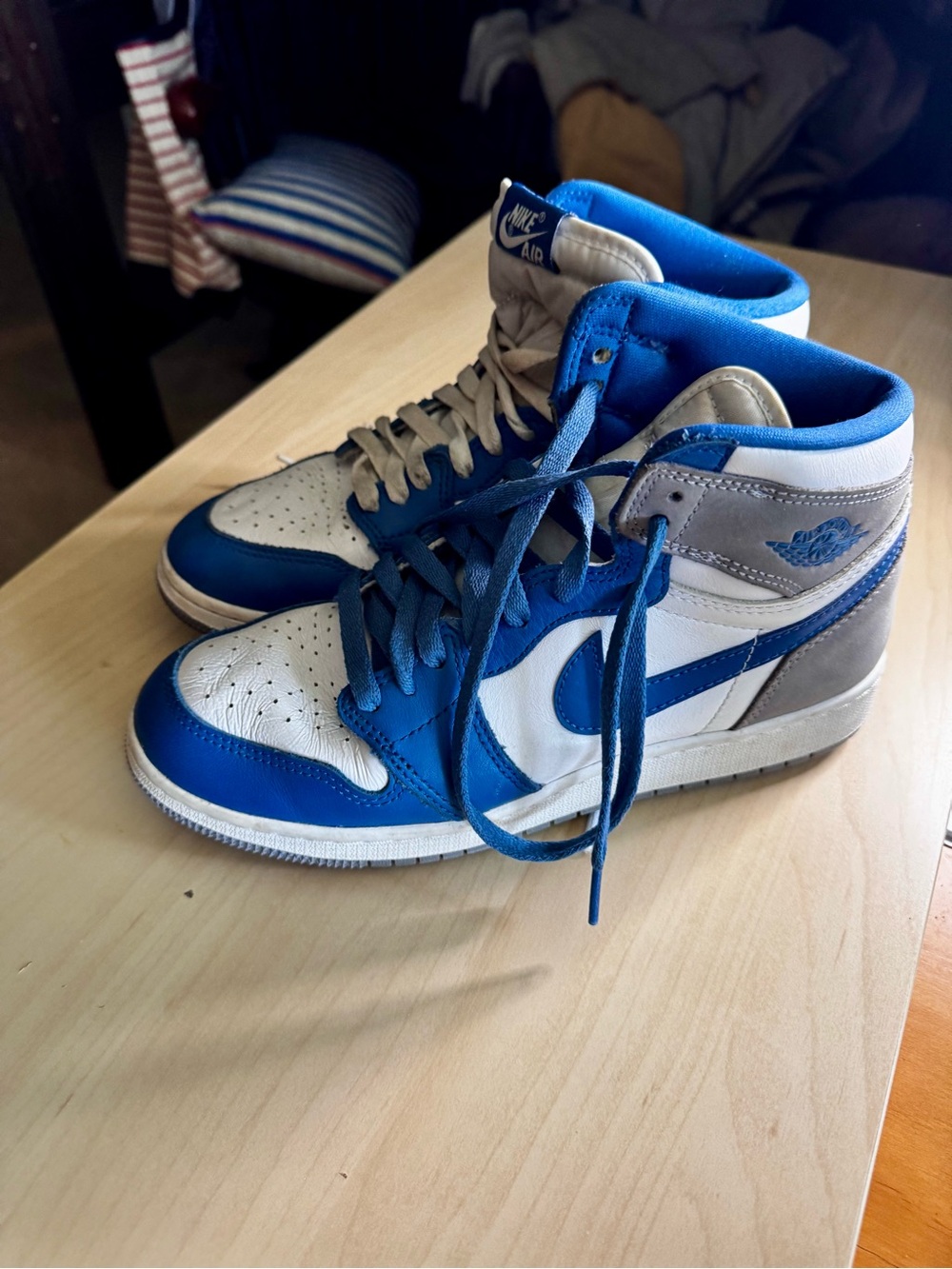 Nike White & Blue High-Top Sneakers